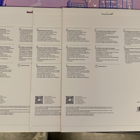 Cricut Printable Waterproof Sticker Packs (6 per pack, 3 packs) - Picture 2 of 2